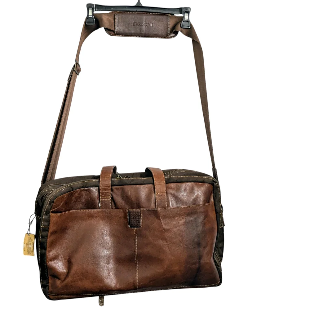 BOCONI GRATH LEATHER ALL IN ONE SUITCASE, LAPTOP, CARRY, ADJUSTABLE STRAP BAG